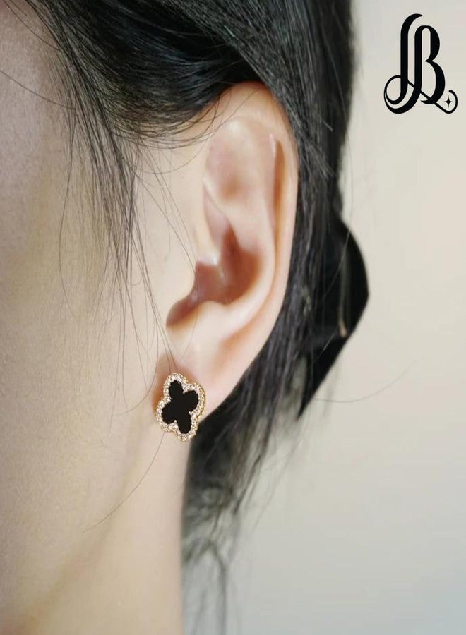 LaBling Earrings for Women | Studded Earrings for Women | Lovely Gift - Studded Black - Image 3